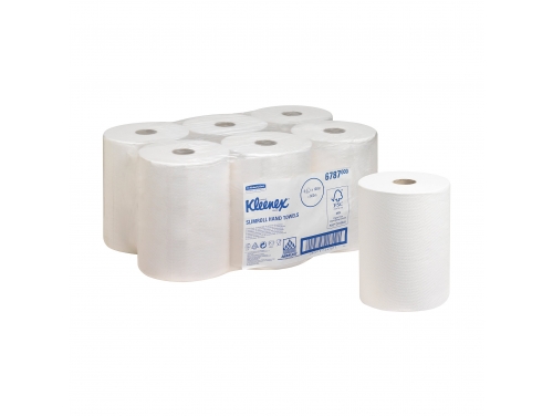 Рулонные полотенца для рук Kleenex® Slimroll, 6 x 100 м белой однослойной бумаги