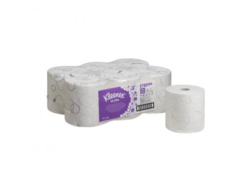 Рулонные бумажные полотенца Kleenex® Ultra™, двухслойные полотенца для рук, 6 рулонов x 150 м белой бумаги