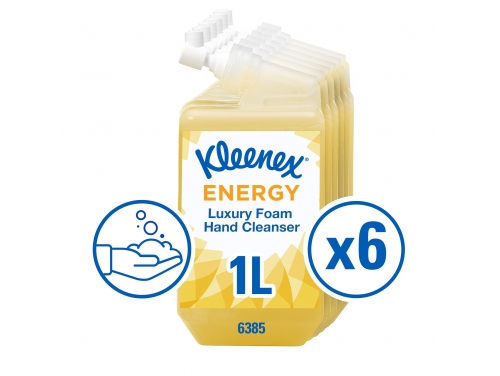 Пенное моющее средство для рук Kleenex® Botanics Energy Luxury, пенное моющее средство для рук с ароматом, желтый цвет, 6 сменных блоков моющего средства для рук объемом 1 литр (всего 6 литров)