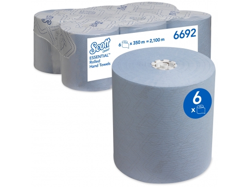Scott® Essential™, Рулонные бумажные полотенца для рук, синего цвета, 6 рулонов x 350 м бумаги (всего 2100 м)