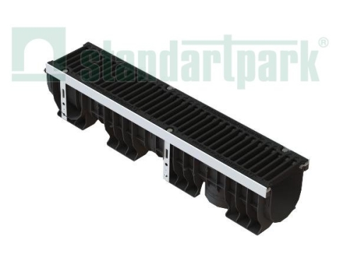 Лоток PolyMax Drive ЛВ-15.21.20-ПП пластиковый с решеткой щелевой чугунной ВЧ (к-т)
