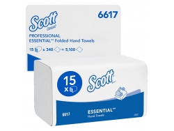 Сложенные полотенца для рук Scott® Essential™, бумажные полотенца со сложением V-Fold, 15 упаковок x 340 листов бумаги (всего 5100 шт.)